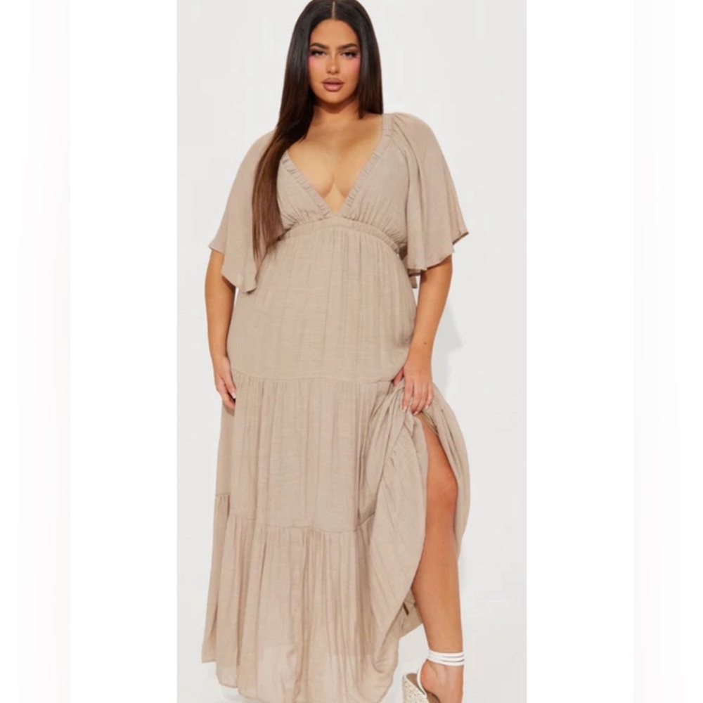 Fashion Nova Tan Maxi Dress